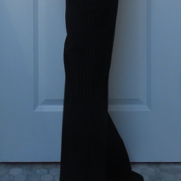 3 pieces:  Black n white flare pants, crop jacket, shirred LS shirt, size 4 or S - Picture 2 of 15